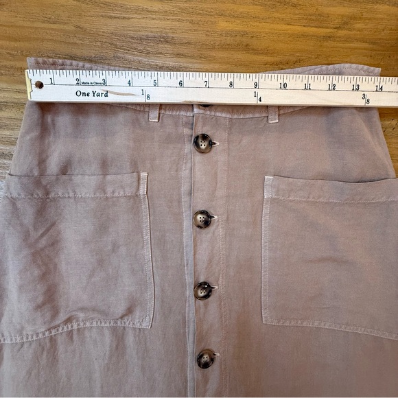 Tribal Jeans Tan Button-Front Linen Blend A Line Midi Skirt Size Small NWT - Picture 9 of 10